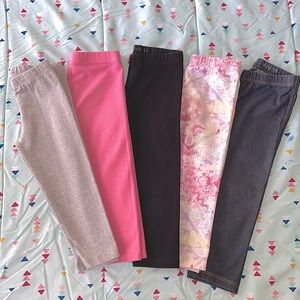 Bundle of 5 Capri Length Girls Leggings - Size 5T